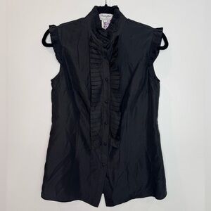 Paul & Joe sister rendez-vous Black Ruffle silk Front Blouse size xs